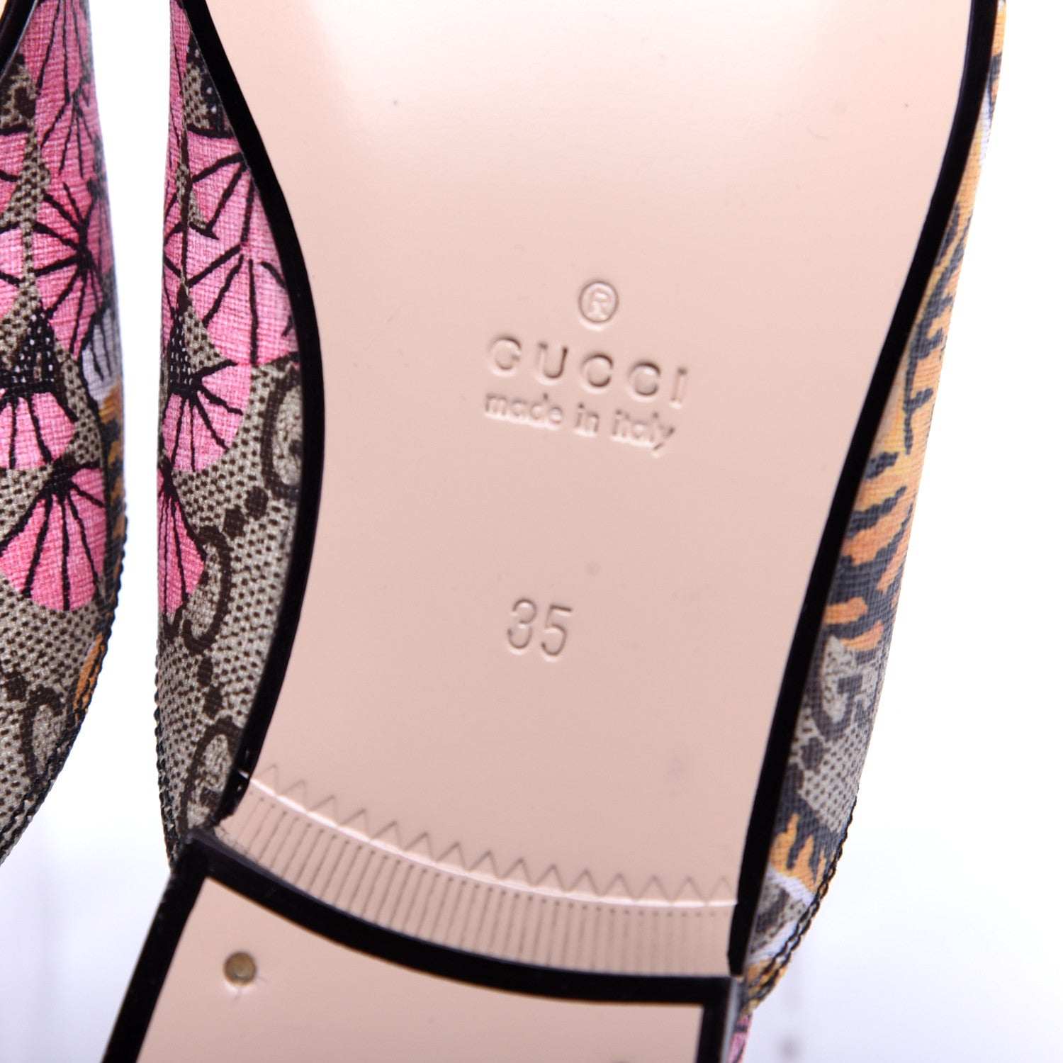 Gucci GG Supreme Monogram Bengal Womens Princetown Slippers 35 Beige Crop Pink 10 of 12
