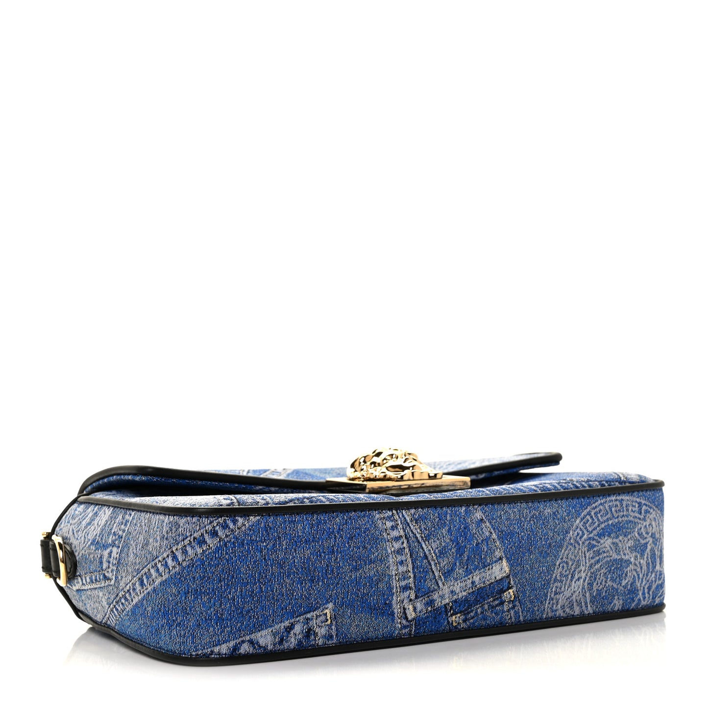 X VERSACE Denim Fendace Patchwork Baguette Blue