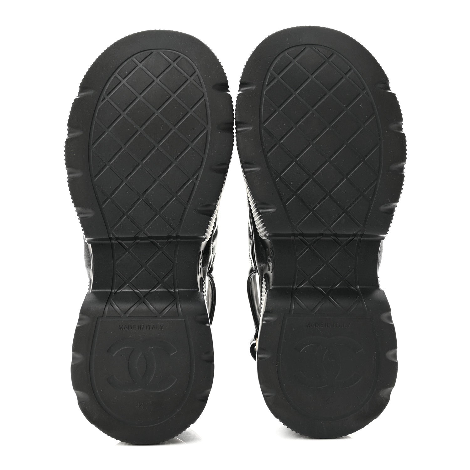Chanel Shiny Calfskin Chain CC Velcro Dad Platform Sandals  38 Black 6 of 10