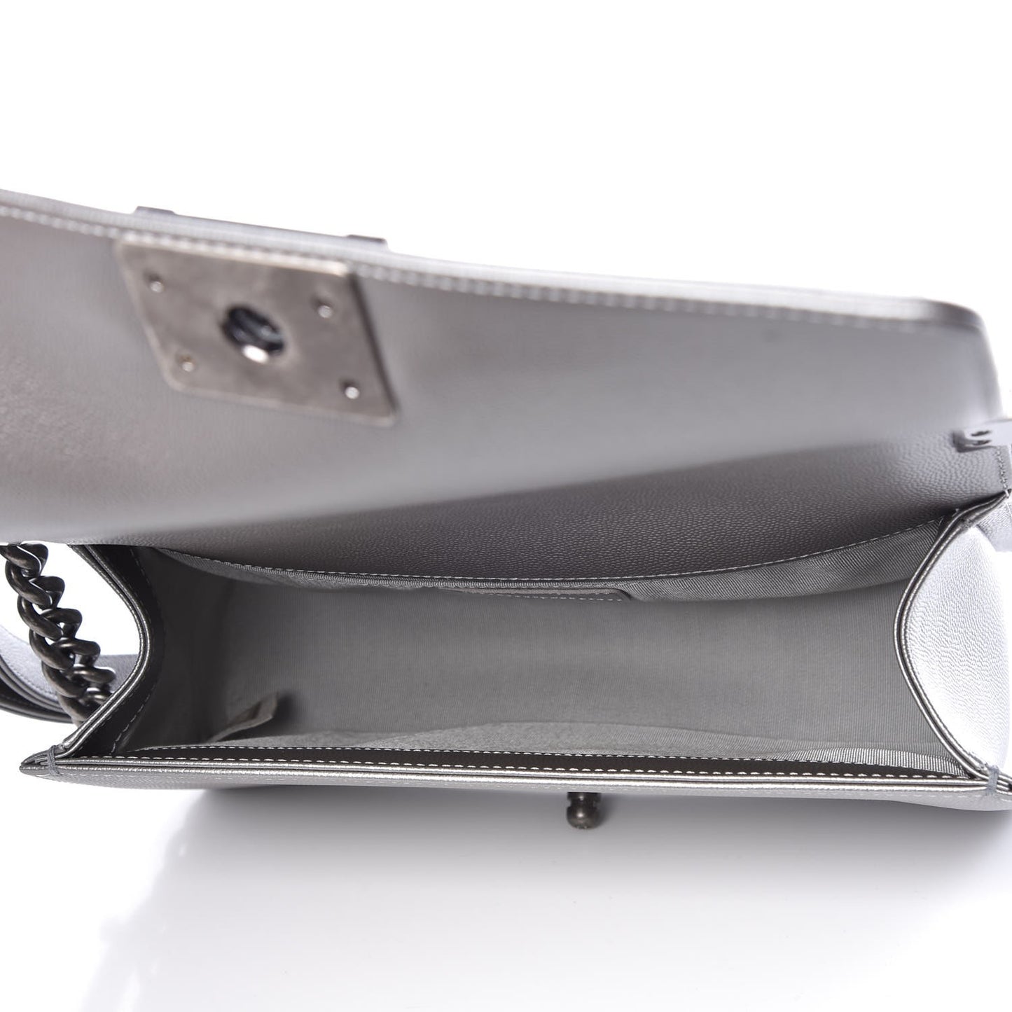 Metallic Caviar Quilted Medium Boy Flap Silver