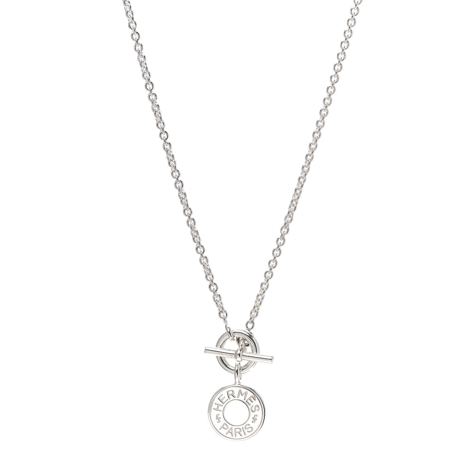 Hermes Sterling Silver Amulettes H Confettis Pendant Necklace 1 of 5