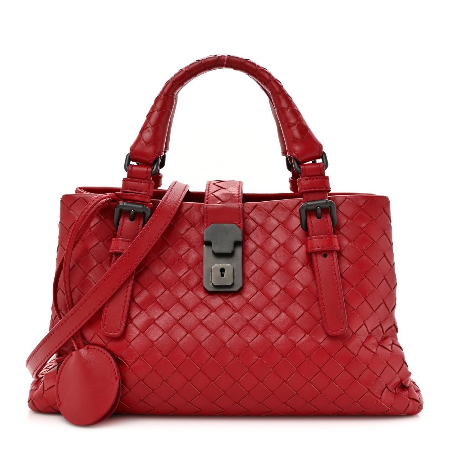 Nappa Intrecciato Small Roma Tote Red