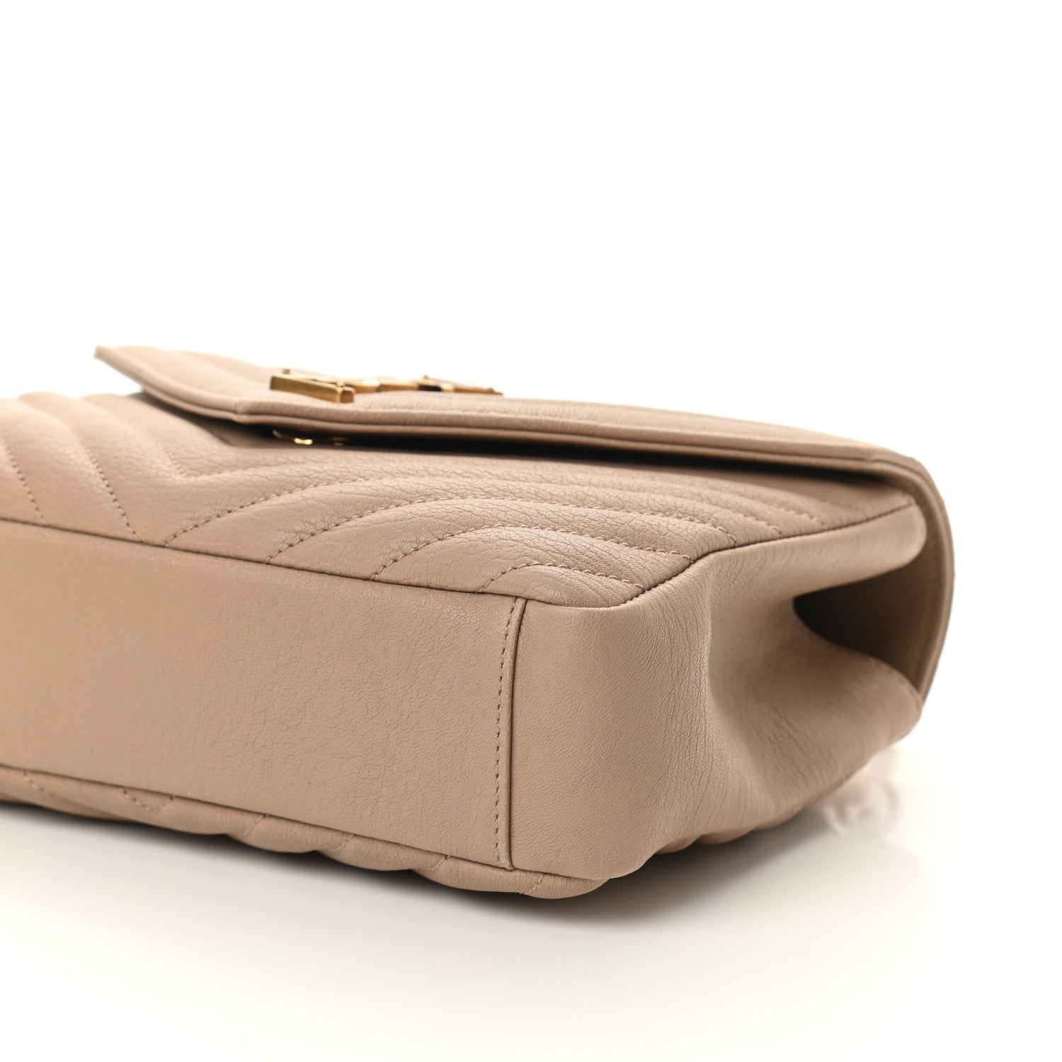 Saint Laurent Sheepskin Matelasse Chevron Monogram Medium College Bag Dark Beige 9 of 9