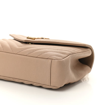 Saint Laurent Sheepskin Matelasse Chevron Monogram Medium College Bag Dark Beige 9 of 9