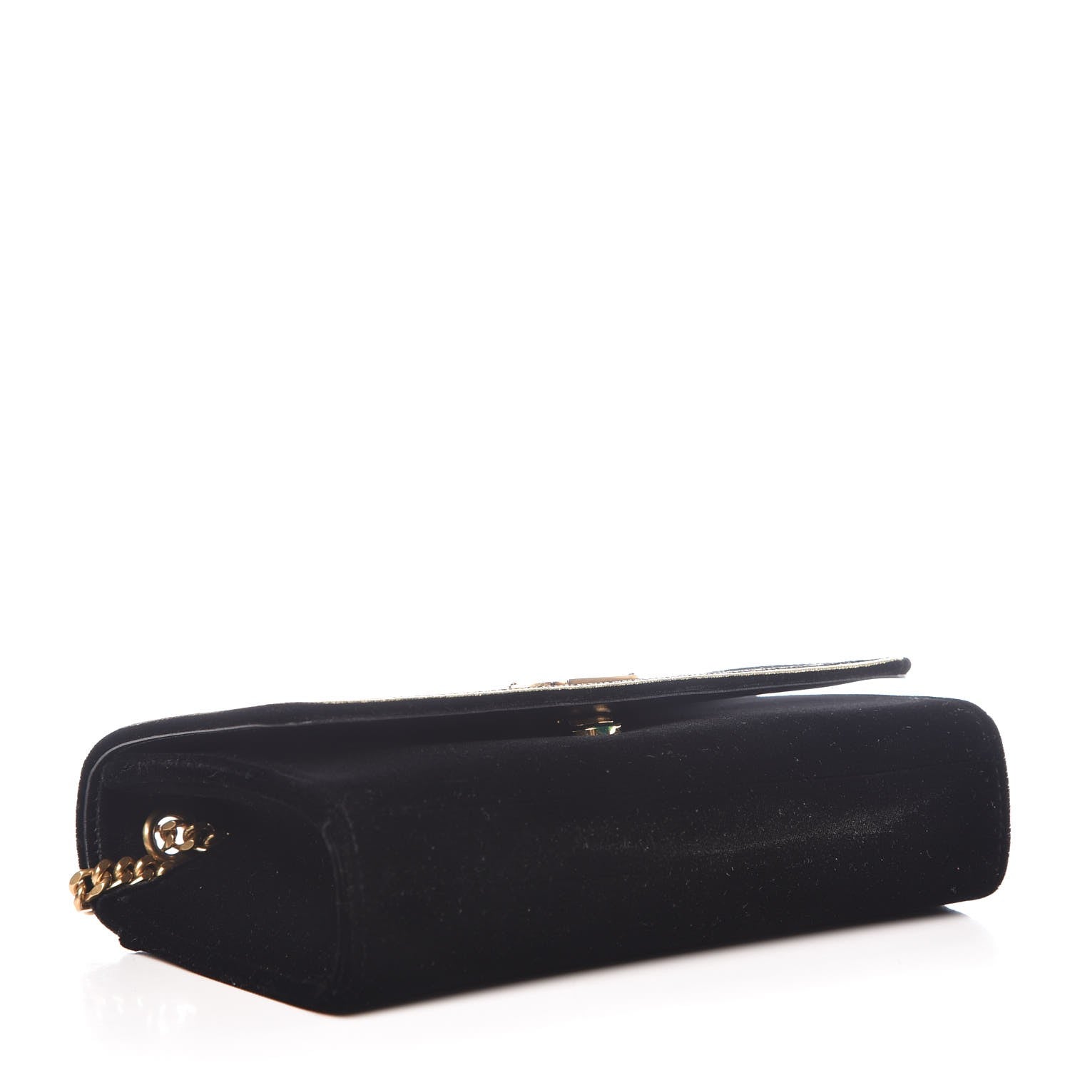 Saint Laurent Velvet Embroidered Small Monogram Kate Satchel Black 4 of 8