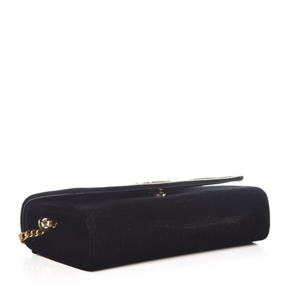 Saint Laurent Velvet Embroidered Small Monogram Kate Satchel Black 4 of 8