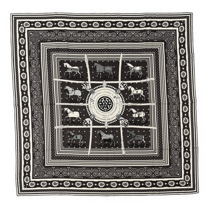 Hermes Cashmere Courvertures Et Tenues Shawl 140 Gris Taupe Black White 1 of 4