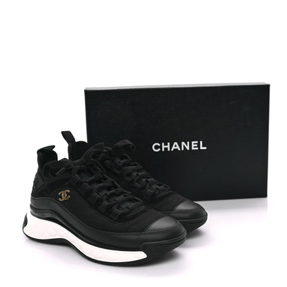 Chanel Velvet Calfskin Mixed Fibers CC Sneakers 39 Black 10 of 10