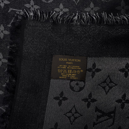Louis Vuitton Silk Lurex Wool Monogram Shine Shawl Black 2 of 3