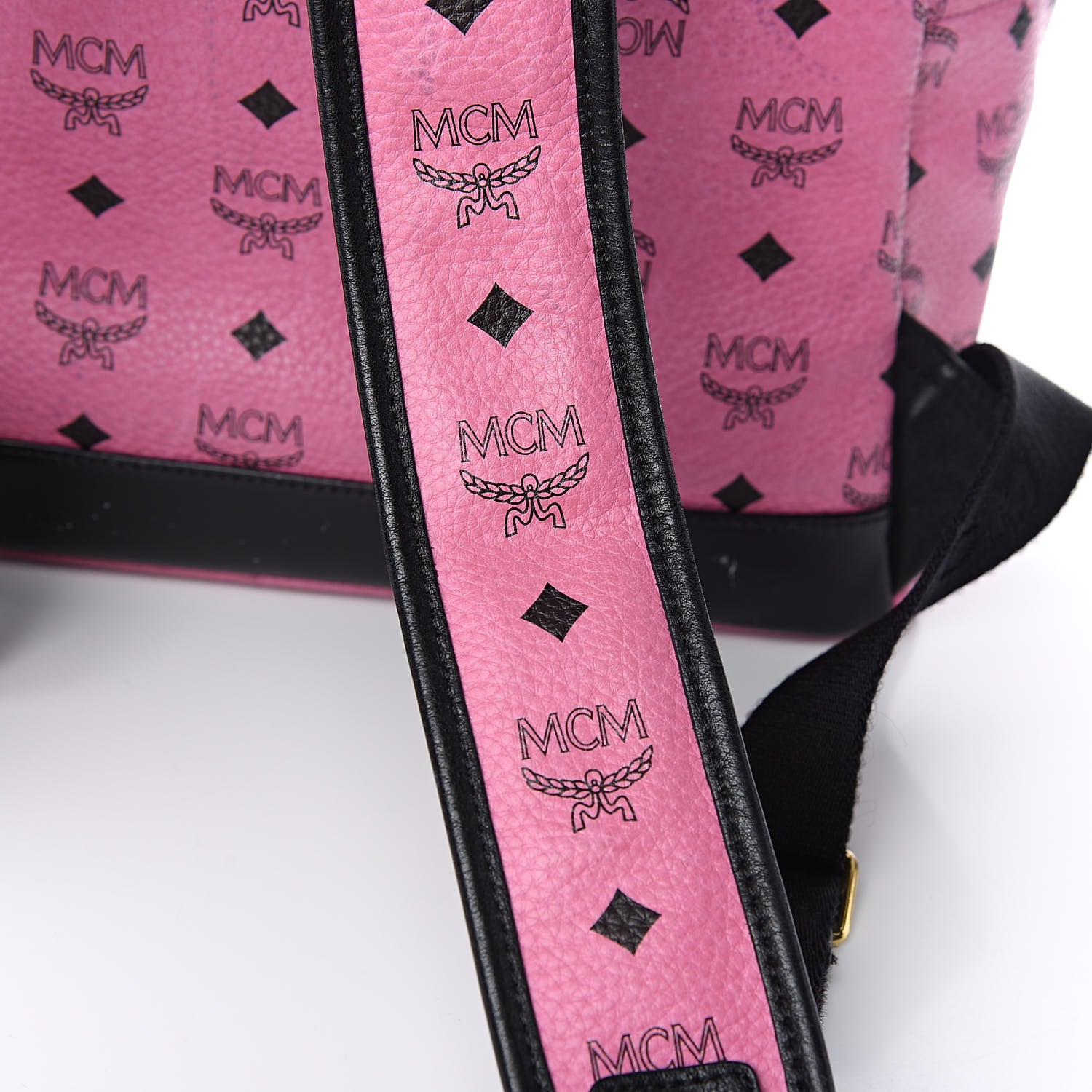 MCM Visetos Studded Colorblock Stark Brock Backpack Pink Black 16 of 16