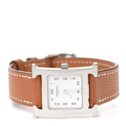 Hermes Stainless Steel Epsom 21mm Heure H Hour Quartz Watch Gold 2 of 5