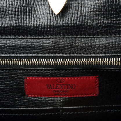 Valentino Garavani Textured Calfskin Medium Rockstud Tote Black 13 of 14