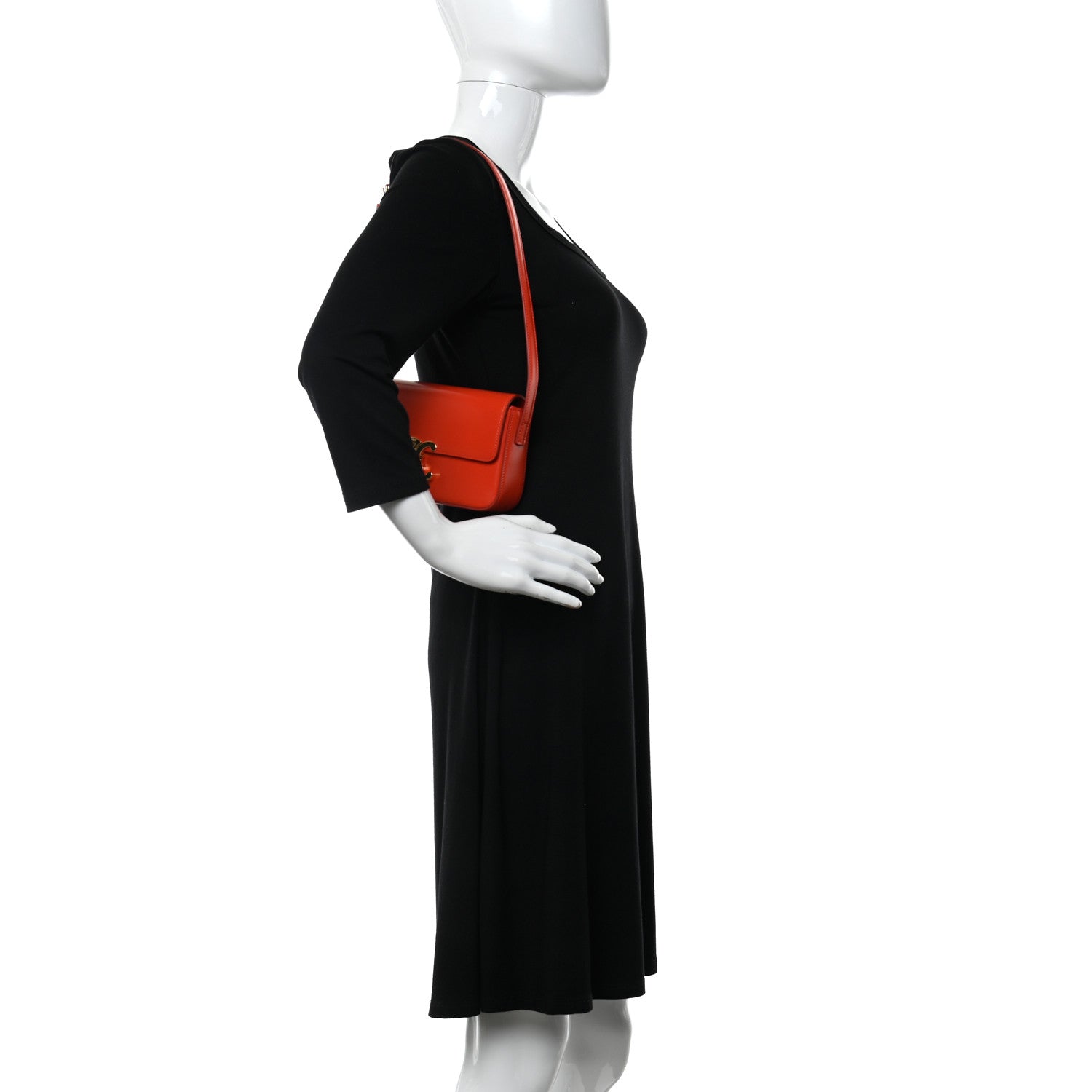 Celine Shiny Calfskin Triomphe Shoulder Bag Bright Red 2 of 11