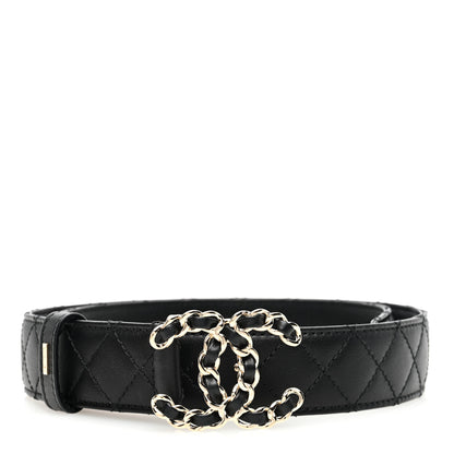 Chanel Calfskin Quilted CC Chain Belt 80 32 Black 1 of 5