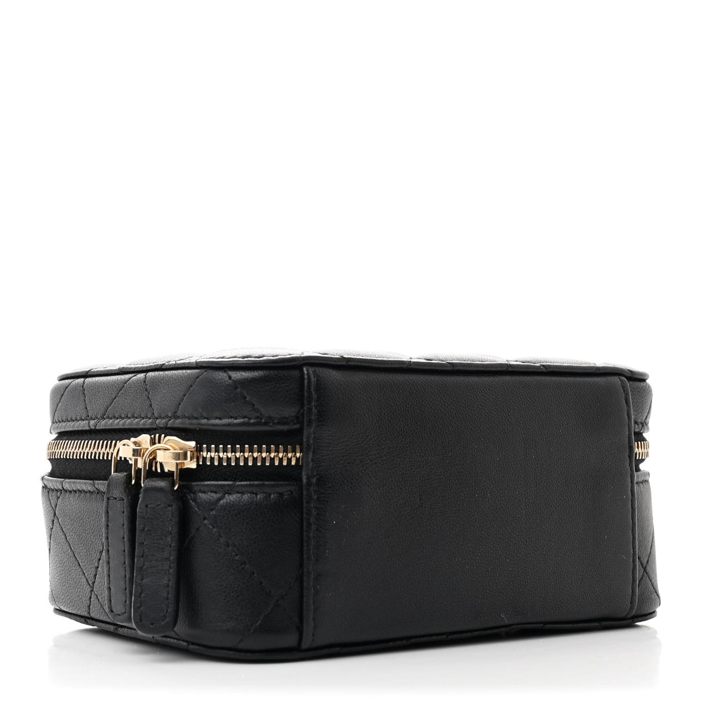 Lambskin Quilted Small Trendy CC Camera Case With Chain Black