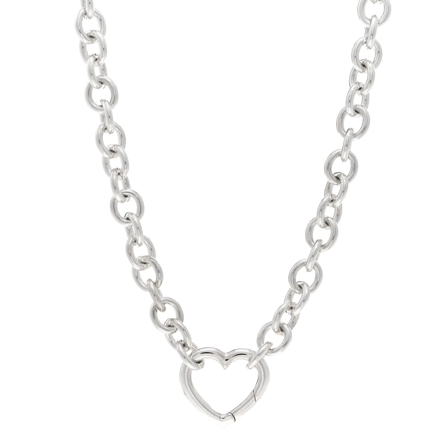 Sterling Silver Heart Clasp Choker Necklace