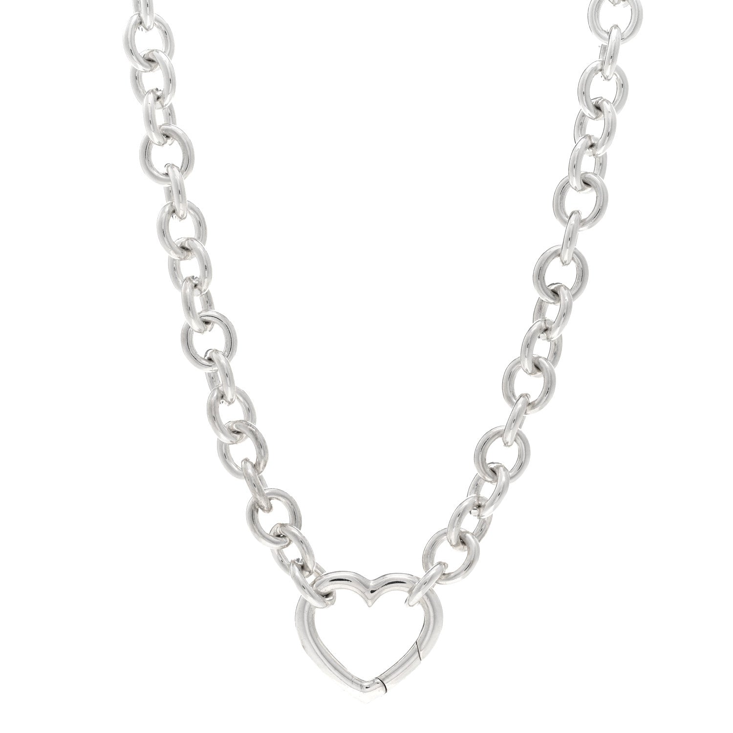Tiffany Sterling Silver Heart Clasp Choker Necklace 1 of 4