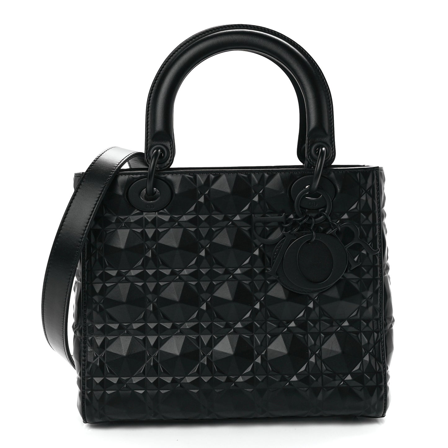 Calfskin Cannage Diamond Cannage Medium Lady Dior Black