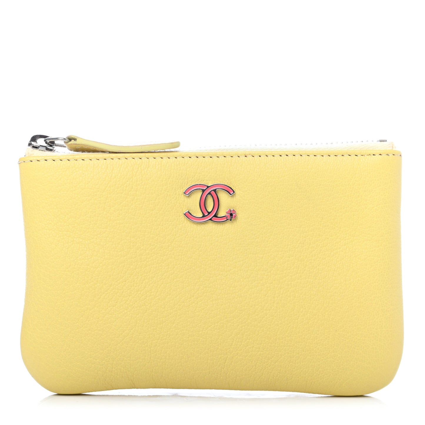 Goatskin Small CC Clover Cosmetic Case Yellow
