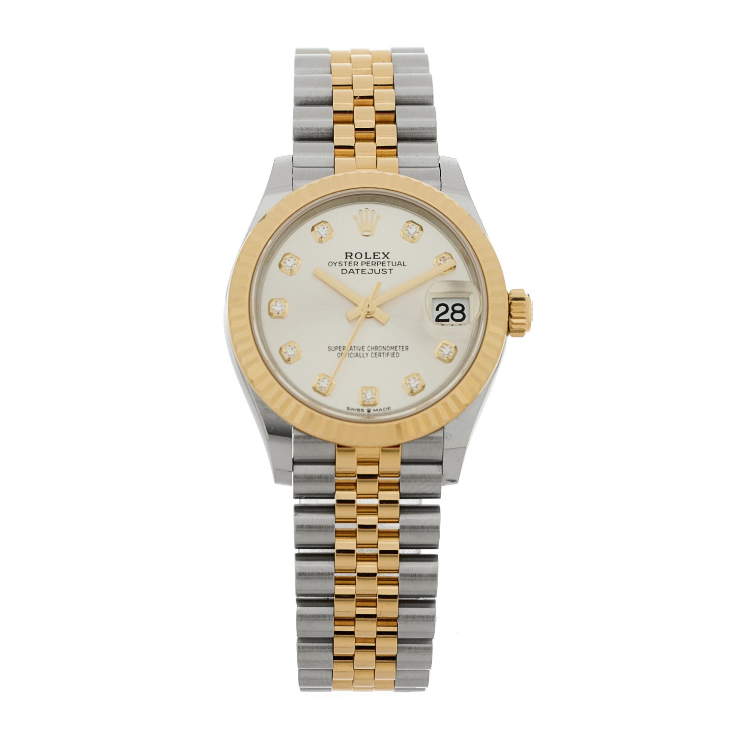 Rolex Stainless Steel 18K Yellow Gold Diamond 31mm Oyster Perpetual Datejust Watch Silver 278273 1 of 5
