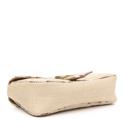 Gucci Raffia Elaphe Matelasse Small GG Marmont Shoulder Bag Natural Cream Brown 4 of 10