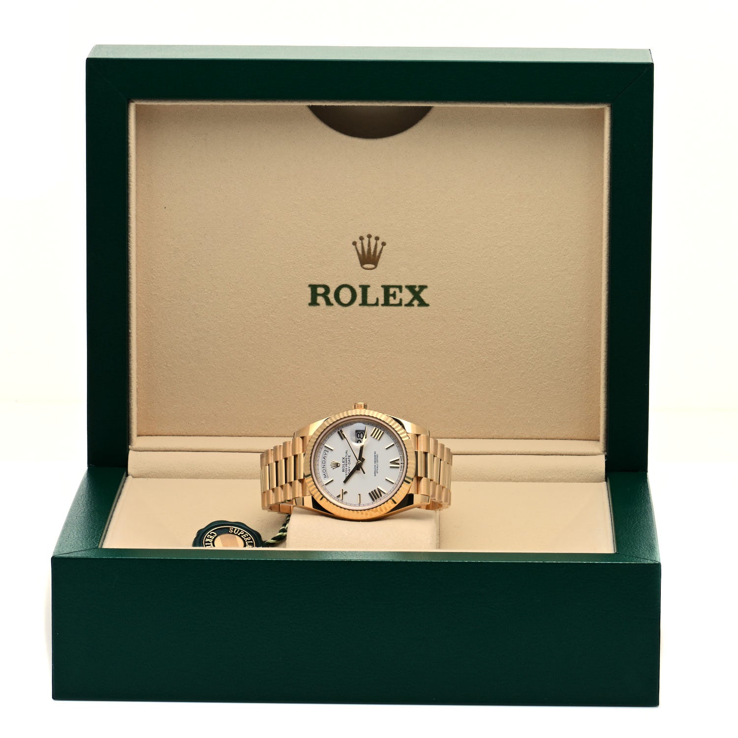 Rolex 18K Yellow Gold 40mm Oyster Perpetual Day-Date President Watch White 228238 5 of 5