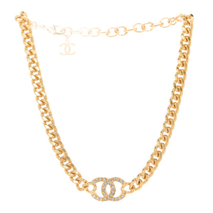 Chanel Crystal Chain Link CC Choker Necklace Gold 3 of 6