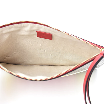 Gucci Calfskin GG Supreme Monogram Embroidered Rainbow Love Zip Pouch Red 5 of 8