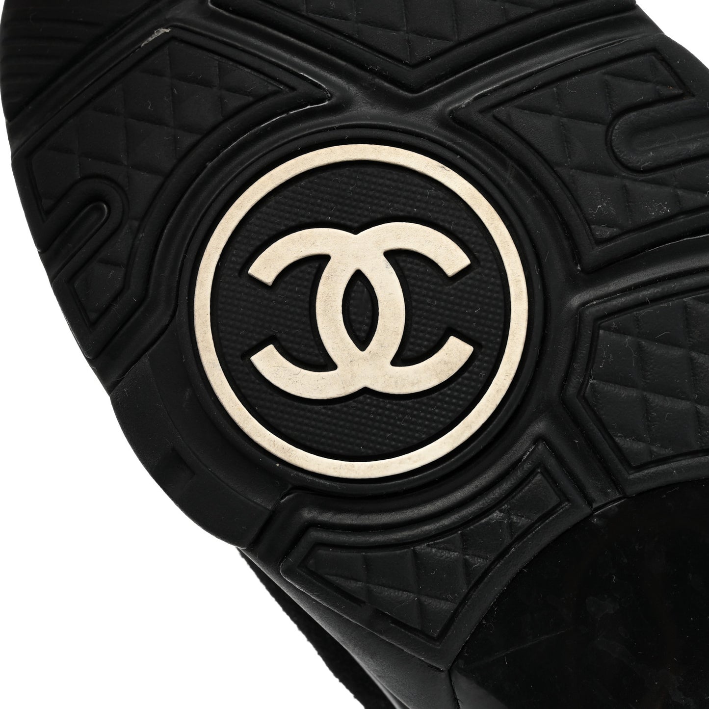 Fabric Calfskin Suede CC Sneakers 37.5 Black