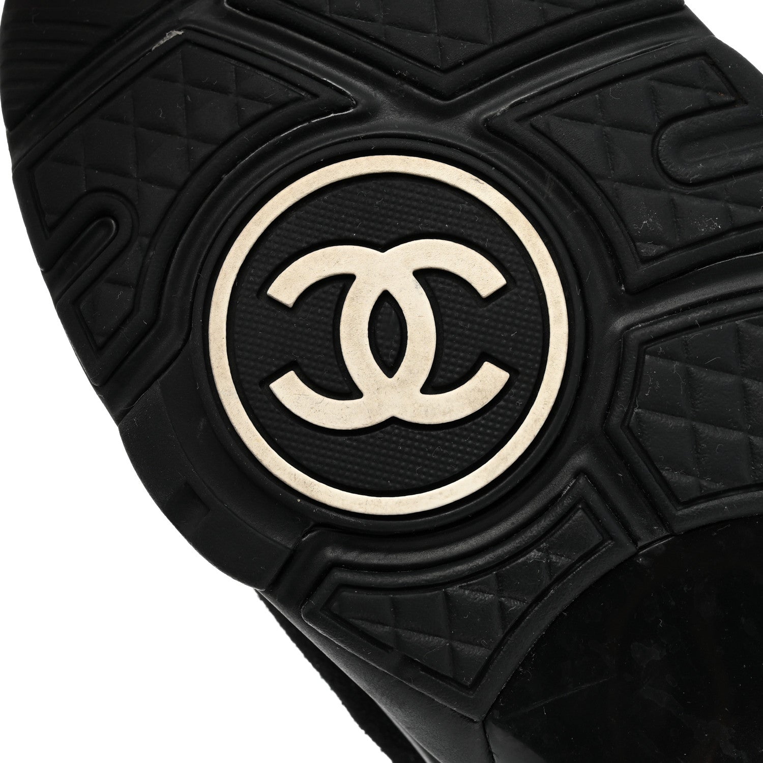 Chanel Fabric Calfskin Suede CC Sneakers 37.5 Black 8 of 8