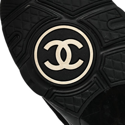 Chanel Fabric Calfskin Suede CC Sneakers 37.5 Black 8 of 8