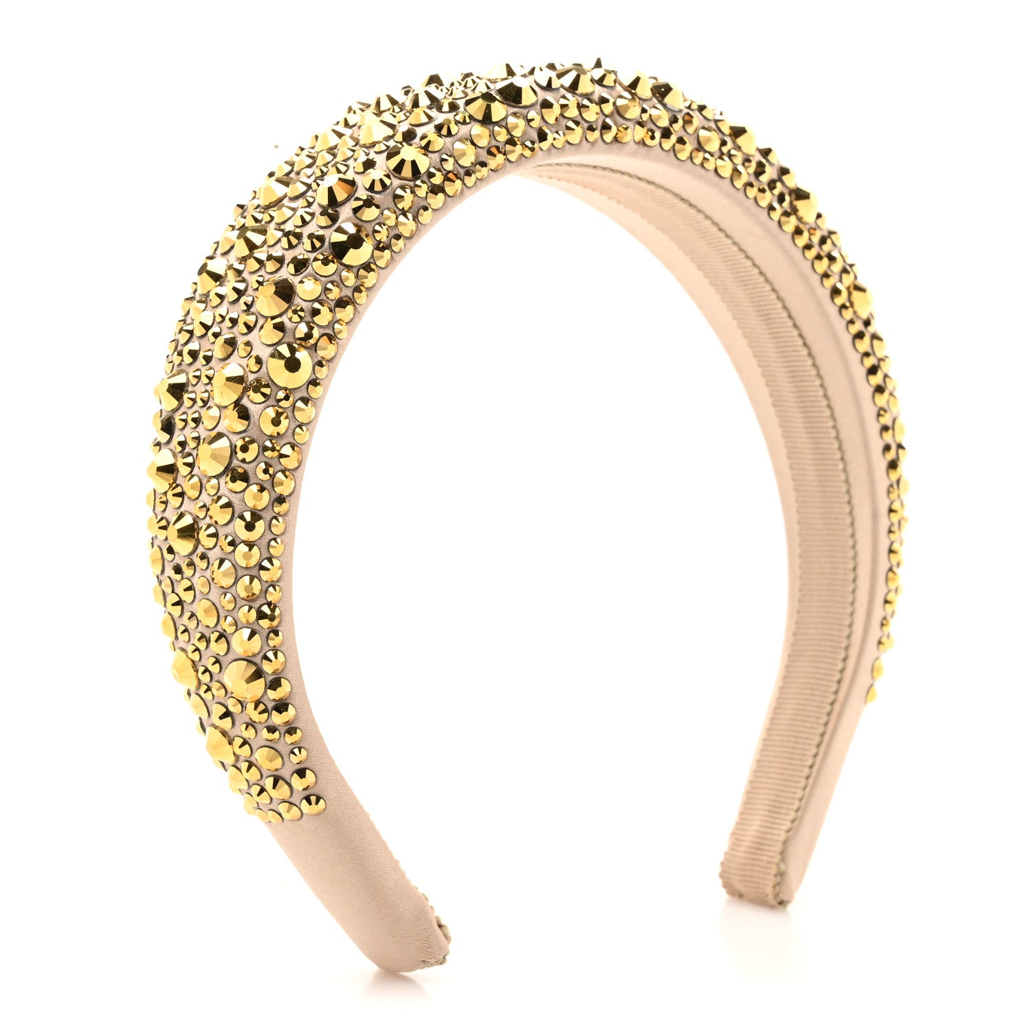 Prada Satin Crystal Embellished Headband Platino 3 of 7
