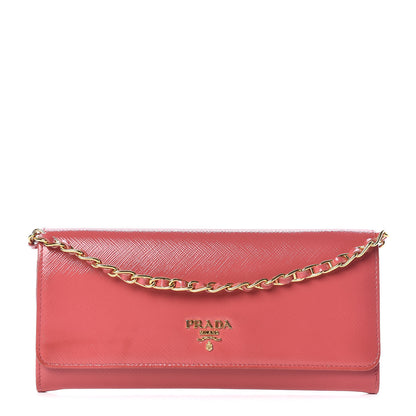 Prada Saffiano Vernice Metal Oro Chain Wallet 1 of 27