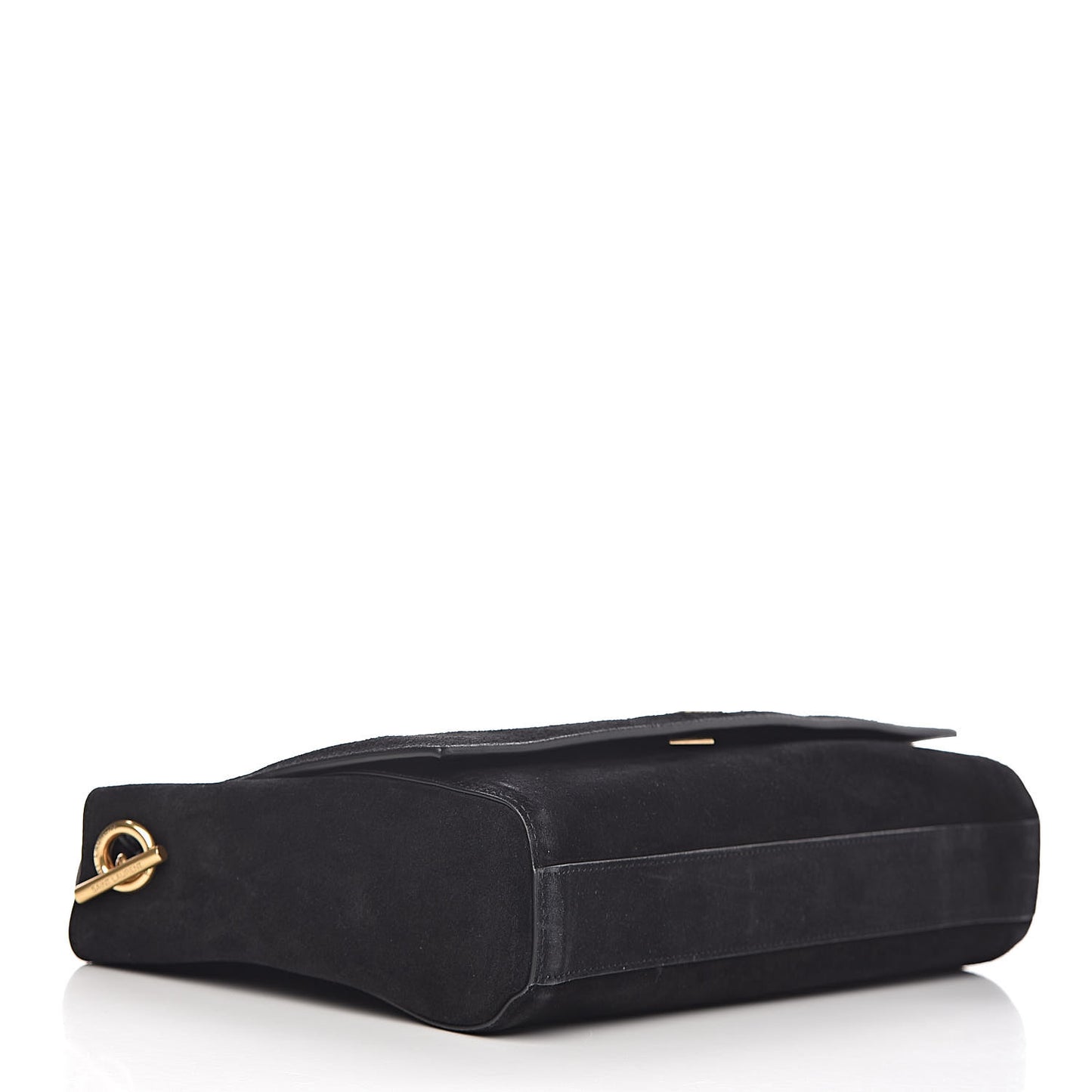 Smooth Calfskin Suede Medium Reversible Monogram Kate Satchel Black