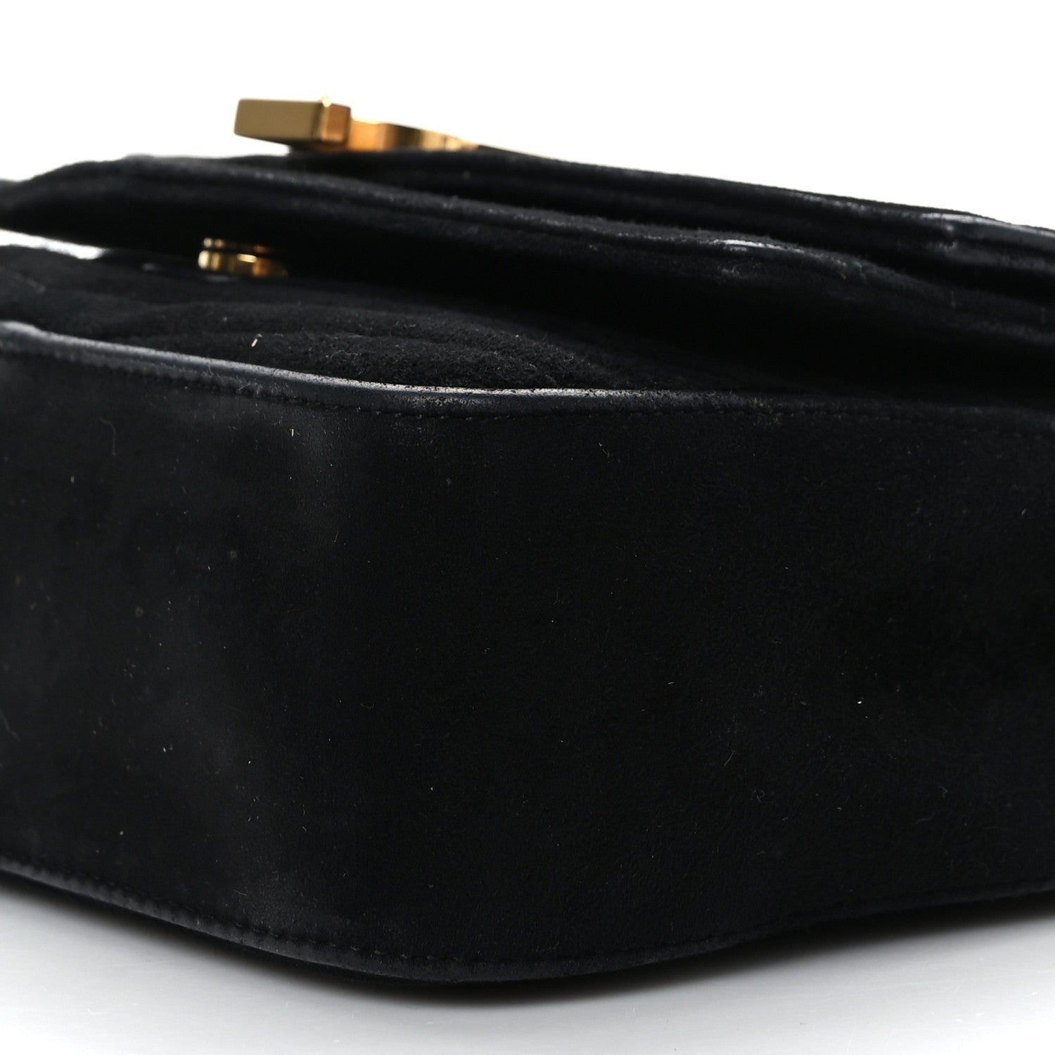 Saint Laurent Suede Matelasse Chevron Monogram Small Sulpice Black 9 of 9