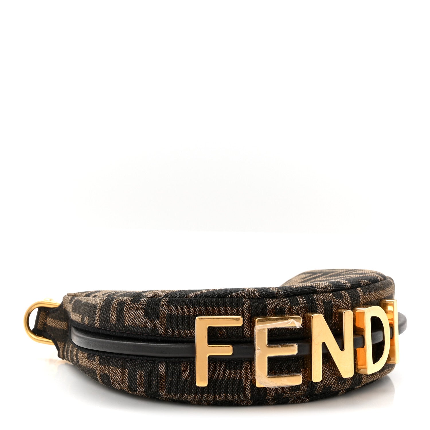 Fendi Fabric Jacquard FF 1974 Nano Fendigraphy Hobo Charm Tobacco Moro 4 of 10