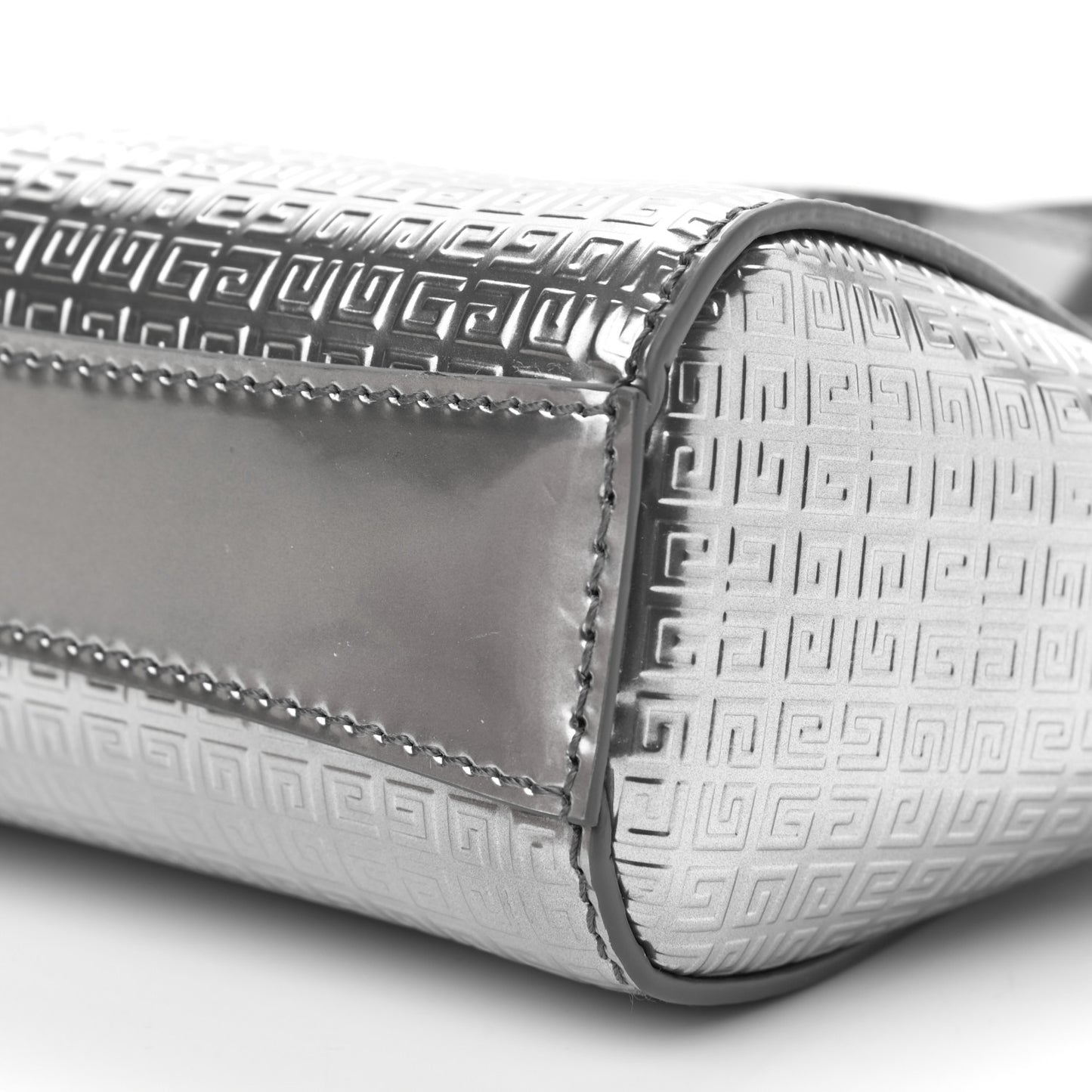 Metallic Calfskin 4G Embossed Nano Antigona Silver