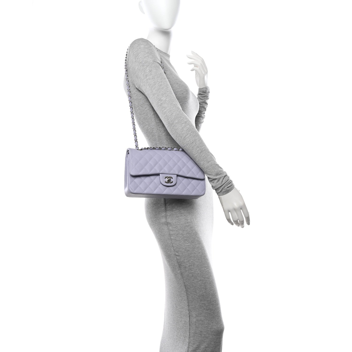 Chanel Caviar Quilted Medium Double Flap Light Purple 2 of 10