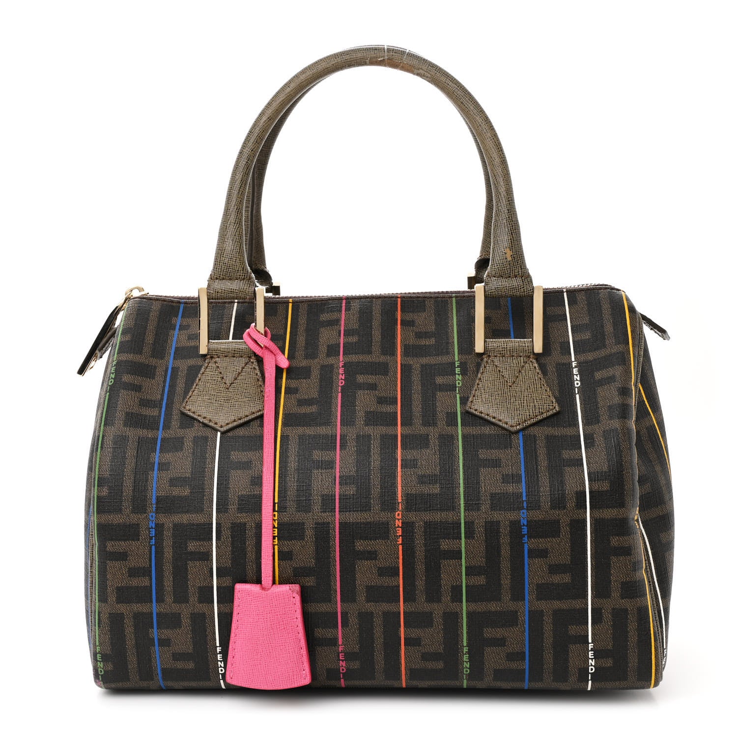 Fendi Zucca Spalmati Striped Boston Tobacco Multicolor 1 of 11