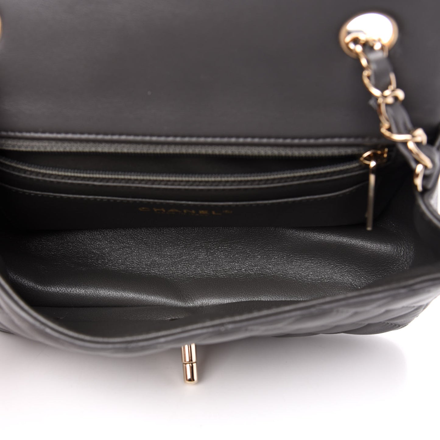 Lambskin Quilted Mini Rectangular Flap Grey