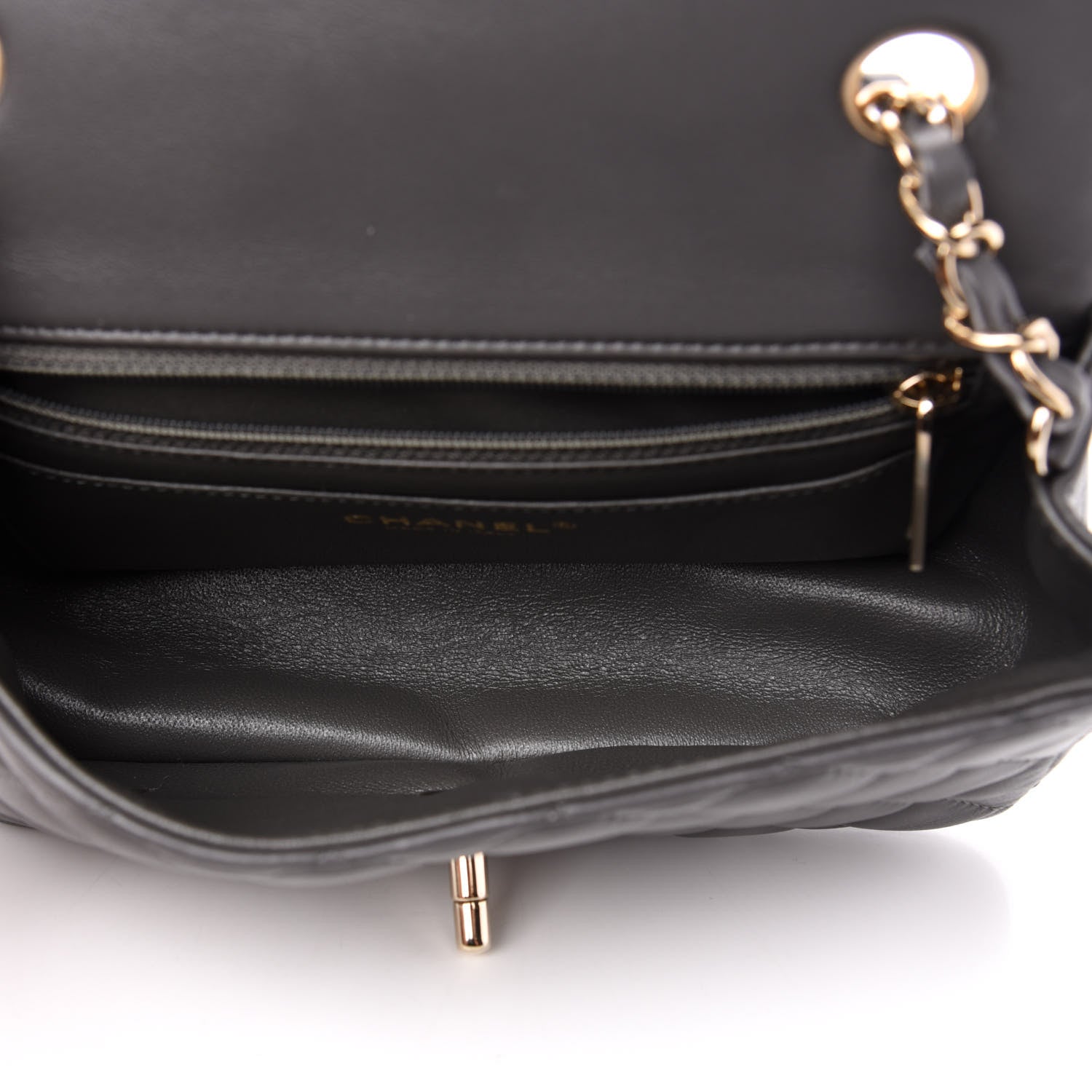 Chanel Lambskin Quilted Mini Rectangular Flap Grey 5 of 11