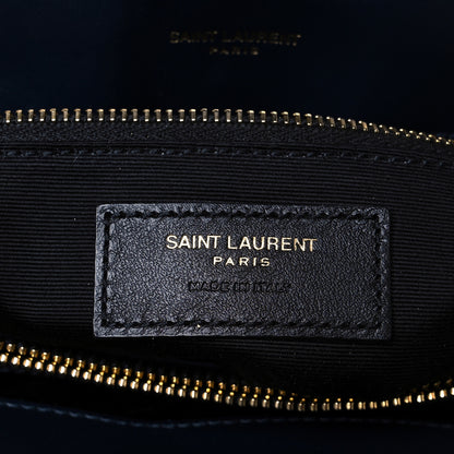 Saint Laurent Calfskin Y Quilted Monogram Medium Loulou Chain Satchel Deep Marine 7 of 11