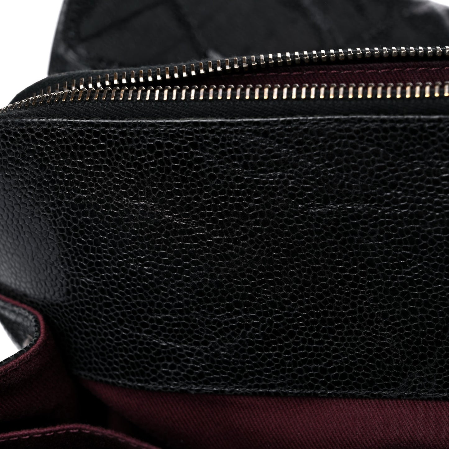 Crumpled Grained Calfskin Quilted CC Crave Tote Black