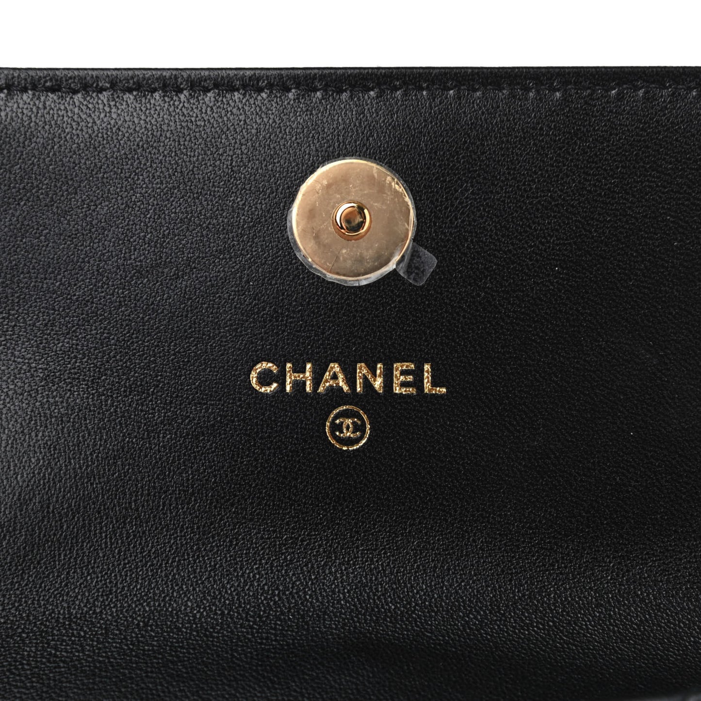 Lambskin Quilted CC Hook Card Holder Black