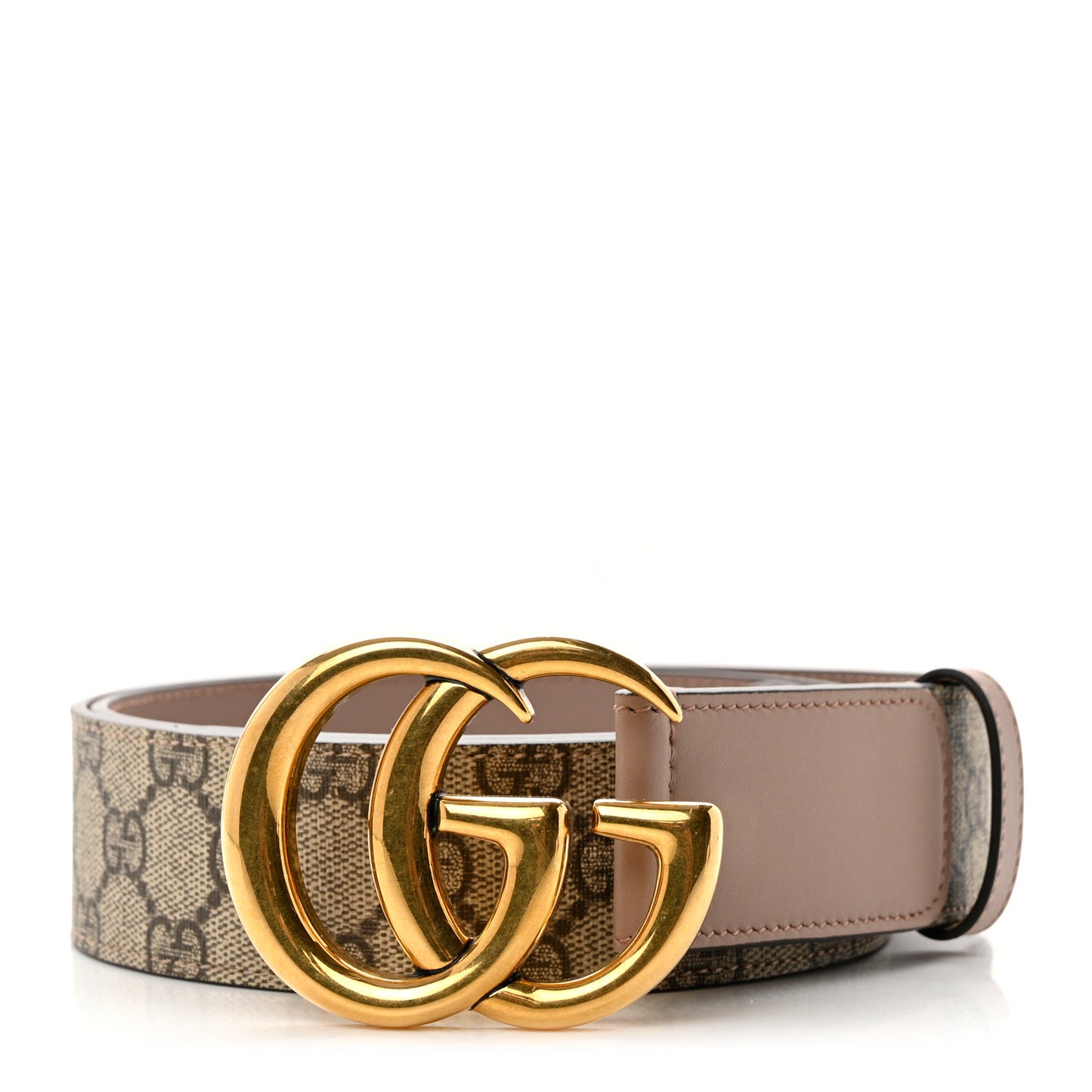 GG Supreme Monogram Matte Plutone Calfskin Double G 40mm Belt 95 38 Beige Ebony Porcelain Rose