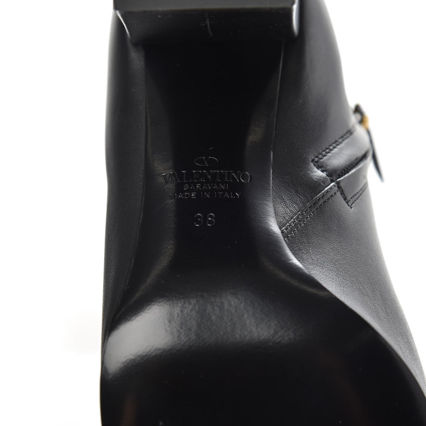 Calfskin VLOGO Knee High Boots 38 Black