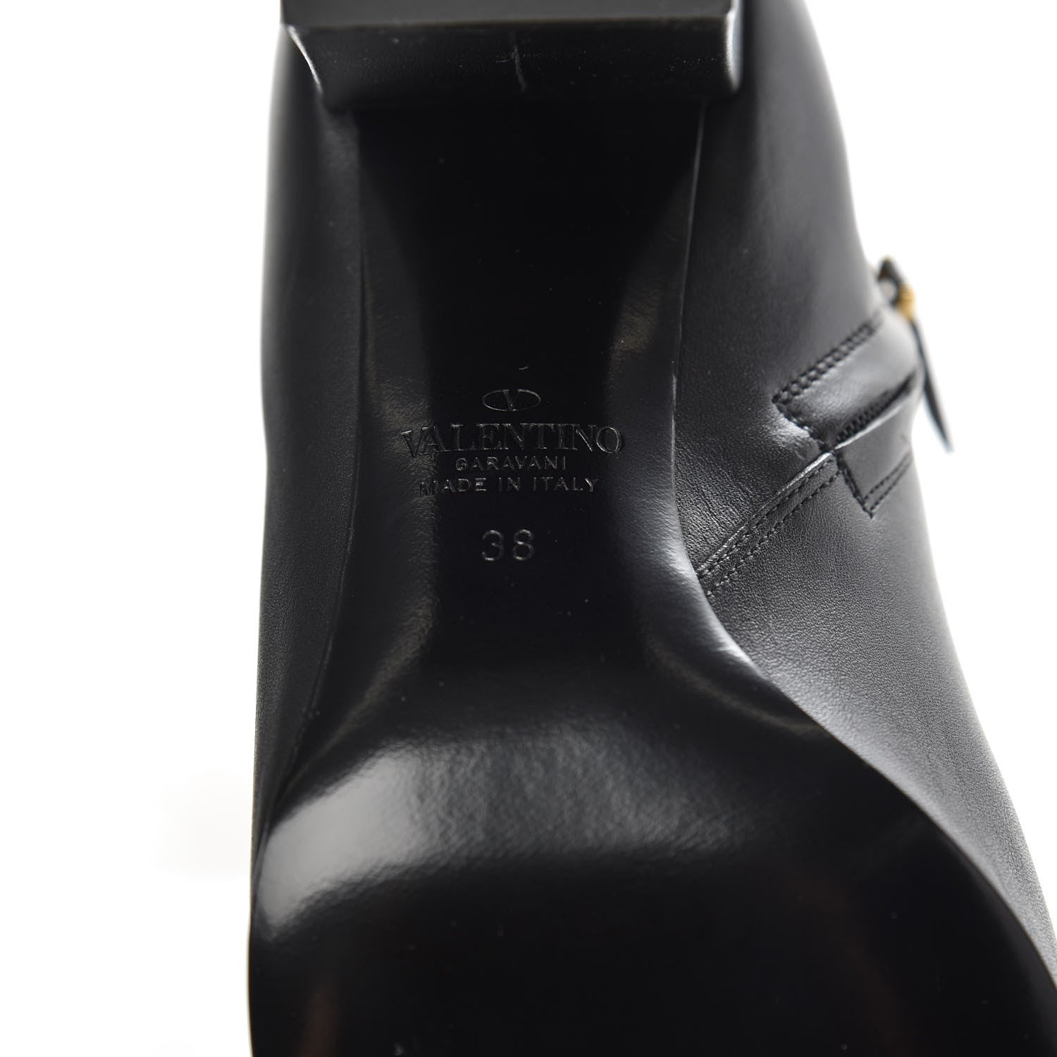 Valentino Garavani Calfskin VLOGO Knee High Boots 38 Black 6 of 7