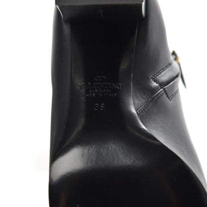 Valentino Garavani Calfskin VLOGO Knee High Boots 38 Black 6 of 7