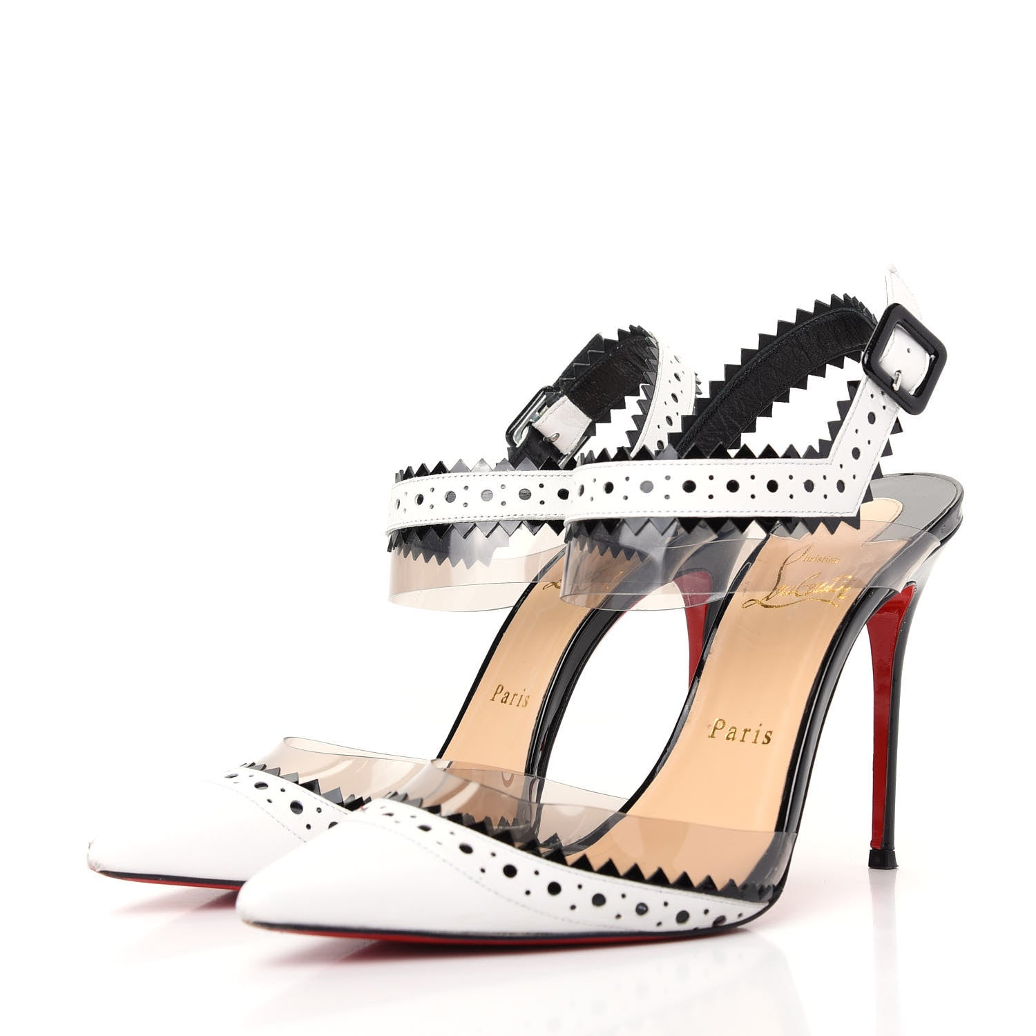 Christian Louboutin Patent Kid PVC Chouette 100 Pumps 38 White 3 of 9