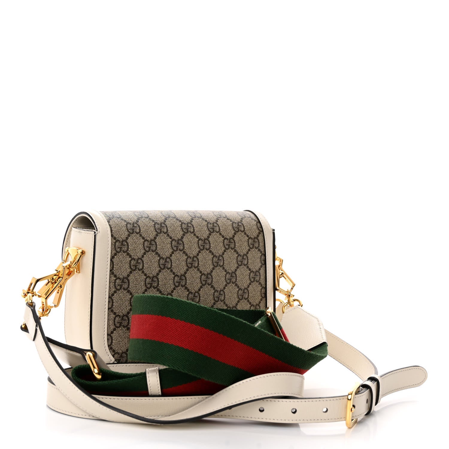 Gucci GG Supreme Monogram Web Mini Horsebit 1955 Shoulder Bag Beige Mystic White 3 of 10
